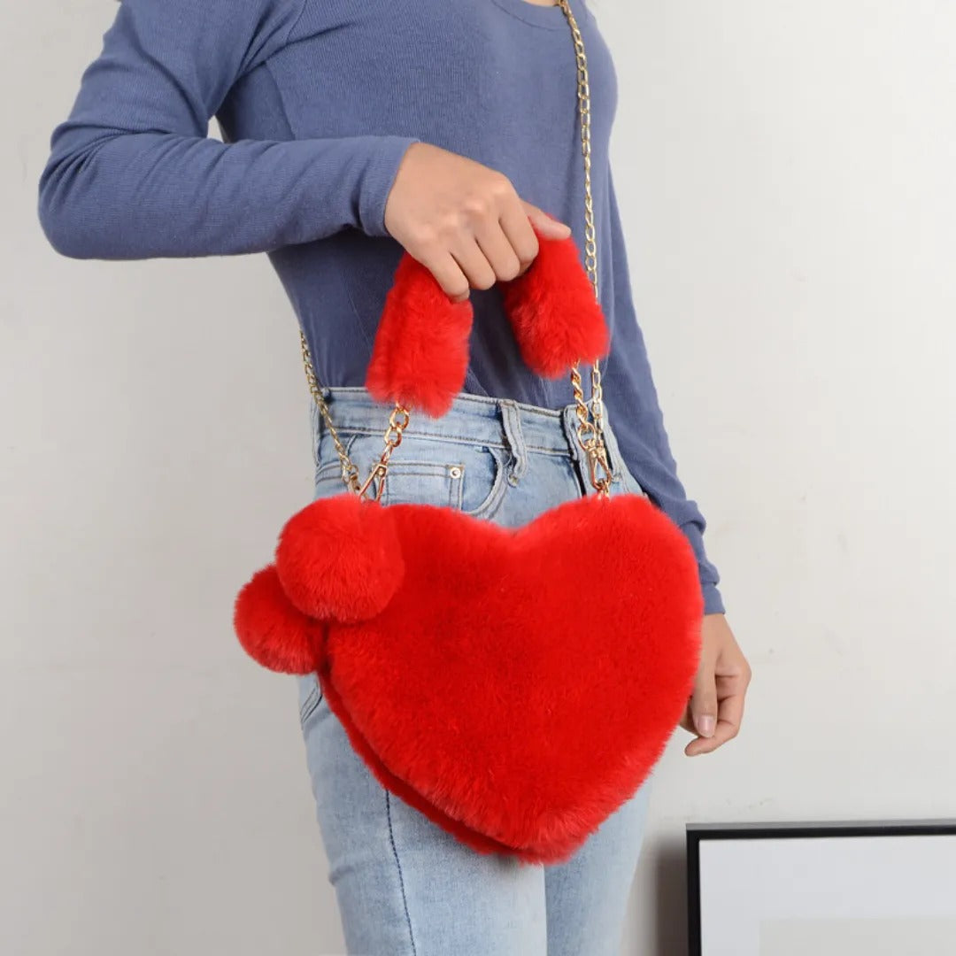 Love Heart Plush Handbag