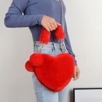 Love Heart Plush Handbag