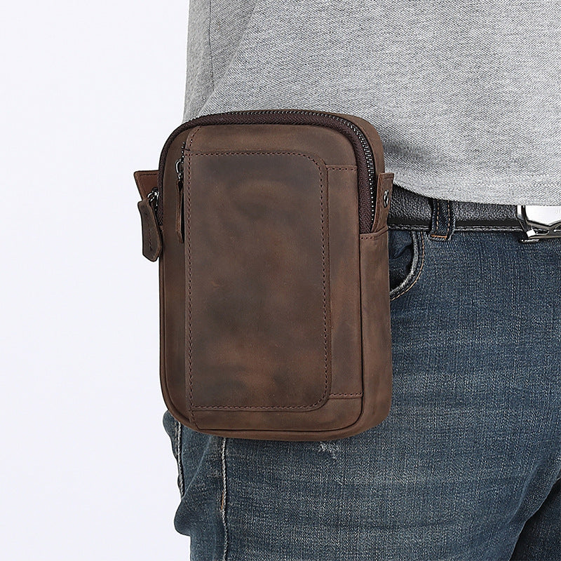 First Layer Steak Men's One Shoulder Outdoor Phone Crossbody Bag