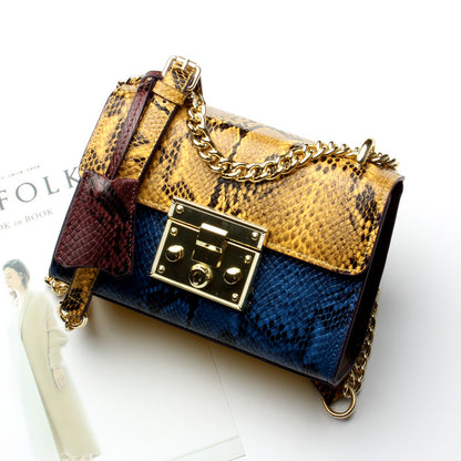 Snakeskin Leather Chain Bag