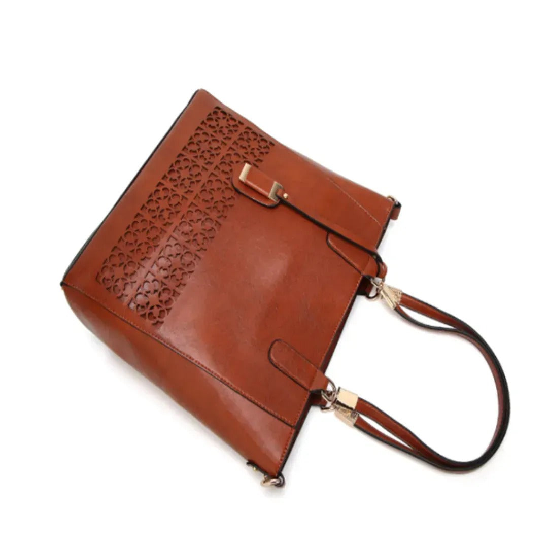 Stylish Carved Faux Leather Shoulder Bag