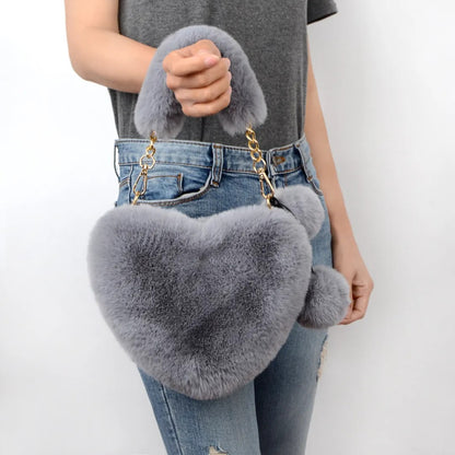 Love Heart Plush Handbag