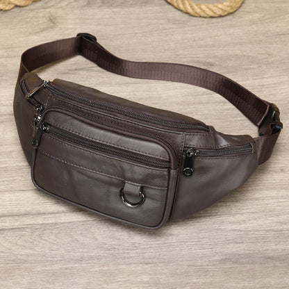 Men's Sheepskin Mobile Phone Waist Bag Sports Leisure