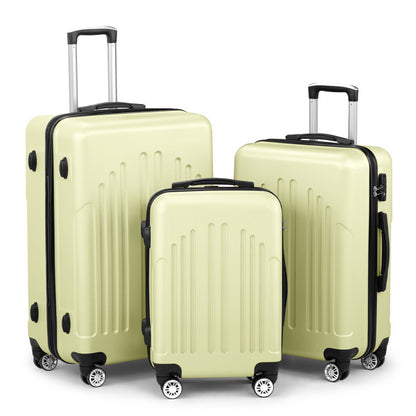 Curved Vertical Pattern Three In One ABS&PC Luggage