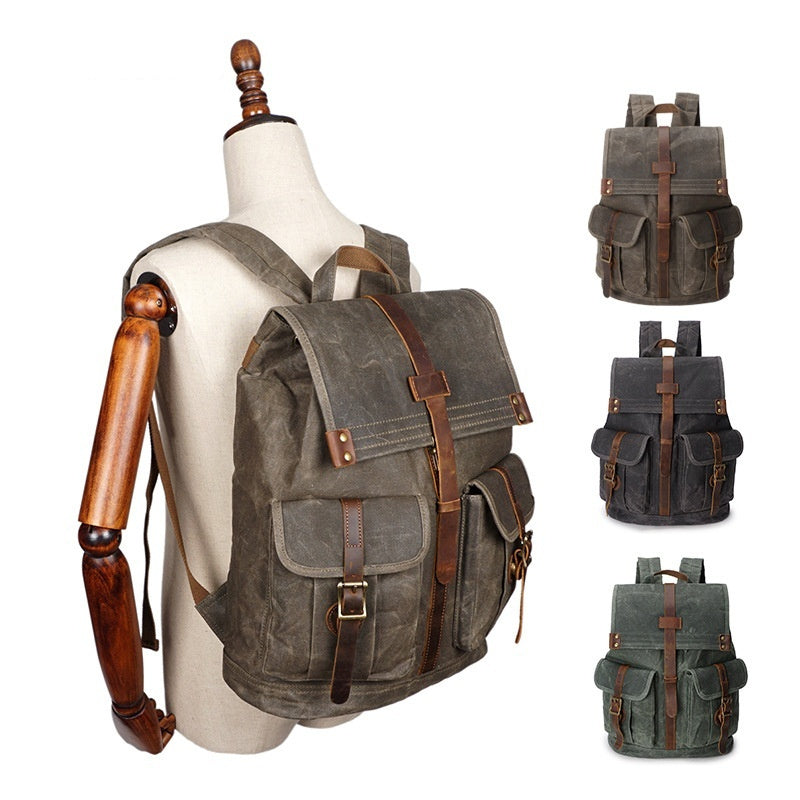 Men's Oil Wax Canvas Vintage Travel Backpack