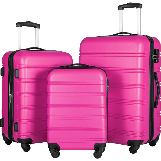 3 Piece Set Of Suitcases, Hard Shell Trolley Cases With TSA Locks 20 Inches 24 Inches 28 Inches