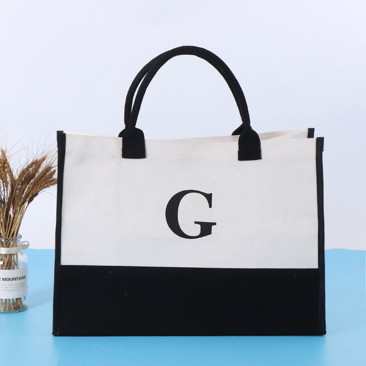 Women's Letter Canvas Tote Bag