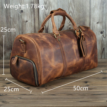 Crazy Horse Leather Men's Travel Bag