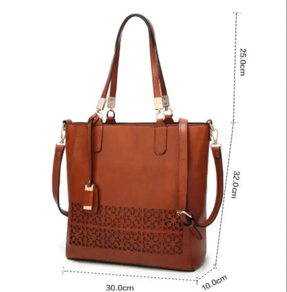 Stylish Carved Faux Leather Shoulder Bag