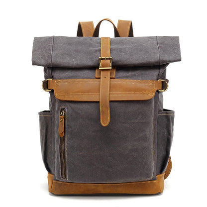 Backpack Crazy Horse Leather Leisure Travel Bag Men's Backpack Oil Wax Handheld Canvas Computer