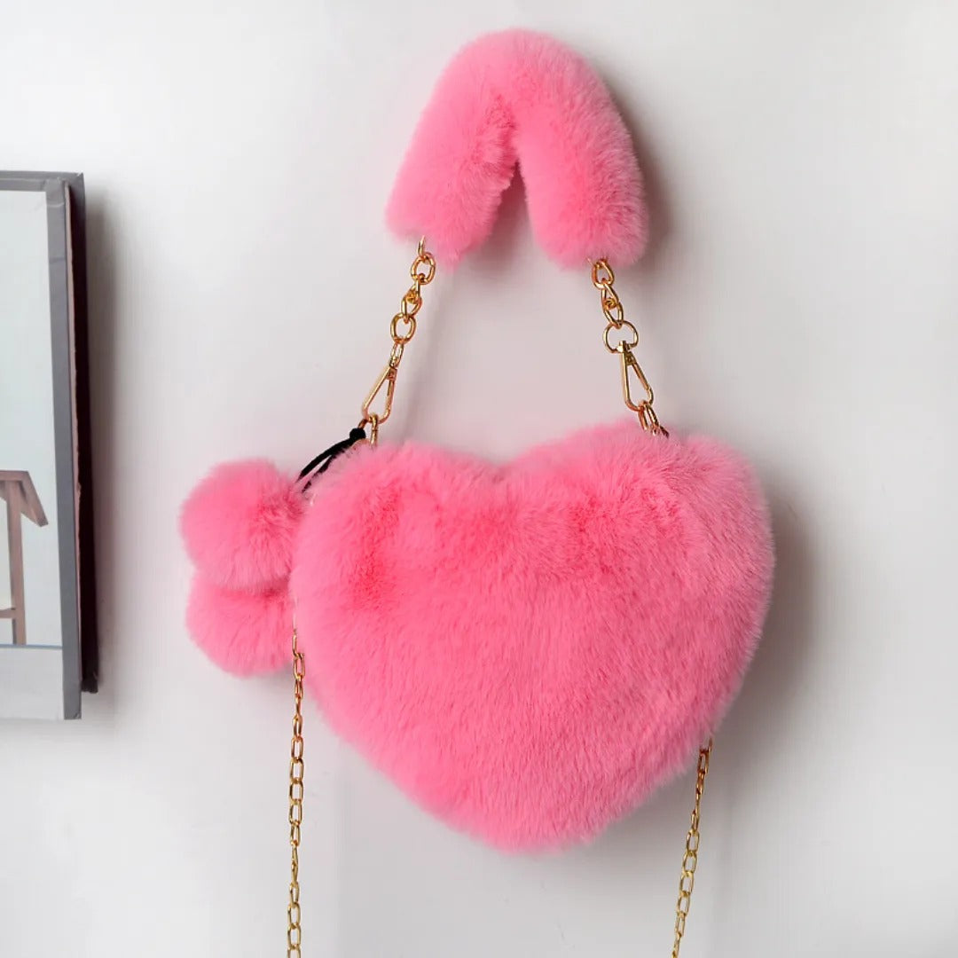 Love Heart Plush Handbag