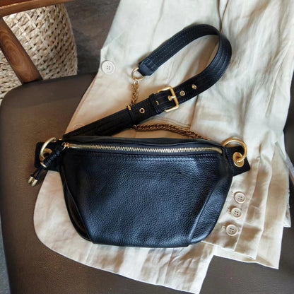 New Fashion Trendy Top Layer Cow Leather Wide Shoulder Strap Shoulder Messenger Bag