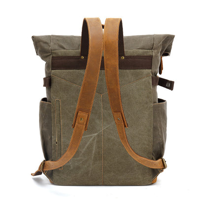 Backpack Crazy Horse Leather Leisure Travel Bag Men's Backpack Oil Wax Handheld Canvas Computer