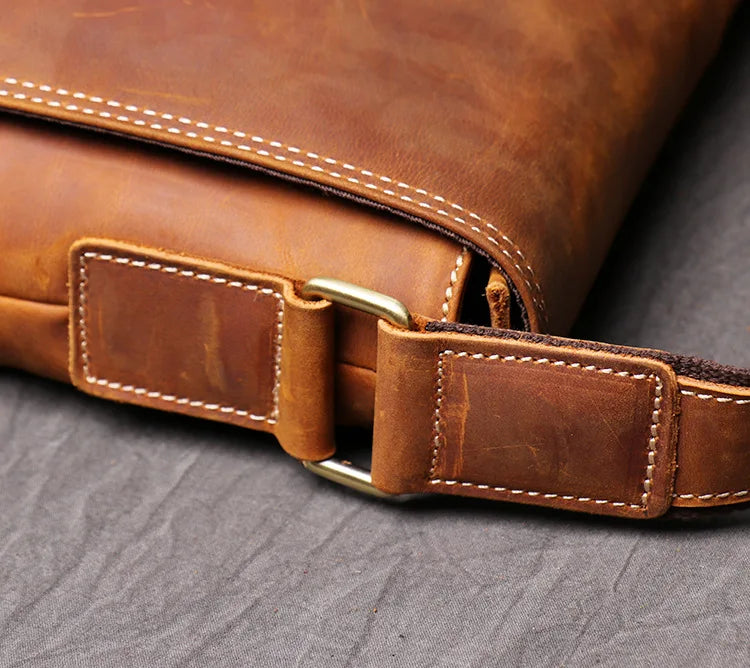 Men's Genuine Cowhide Leather Messenger Bag