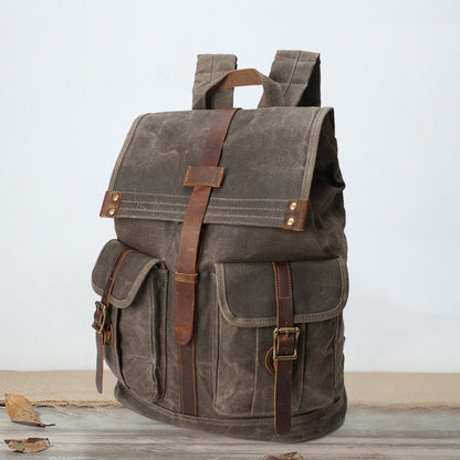 Men's Oil Wax Canvas Vintage Travel Backpack