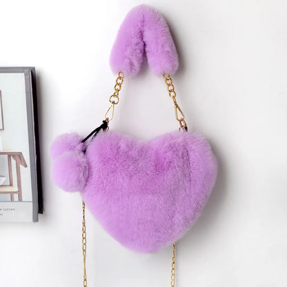 Love Heart Plush Handbag