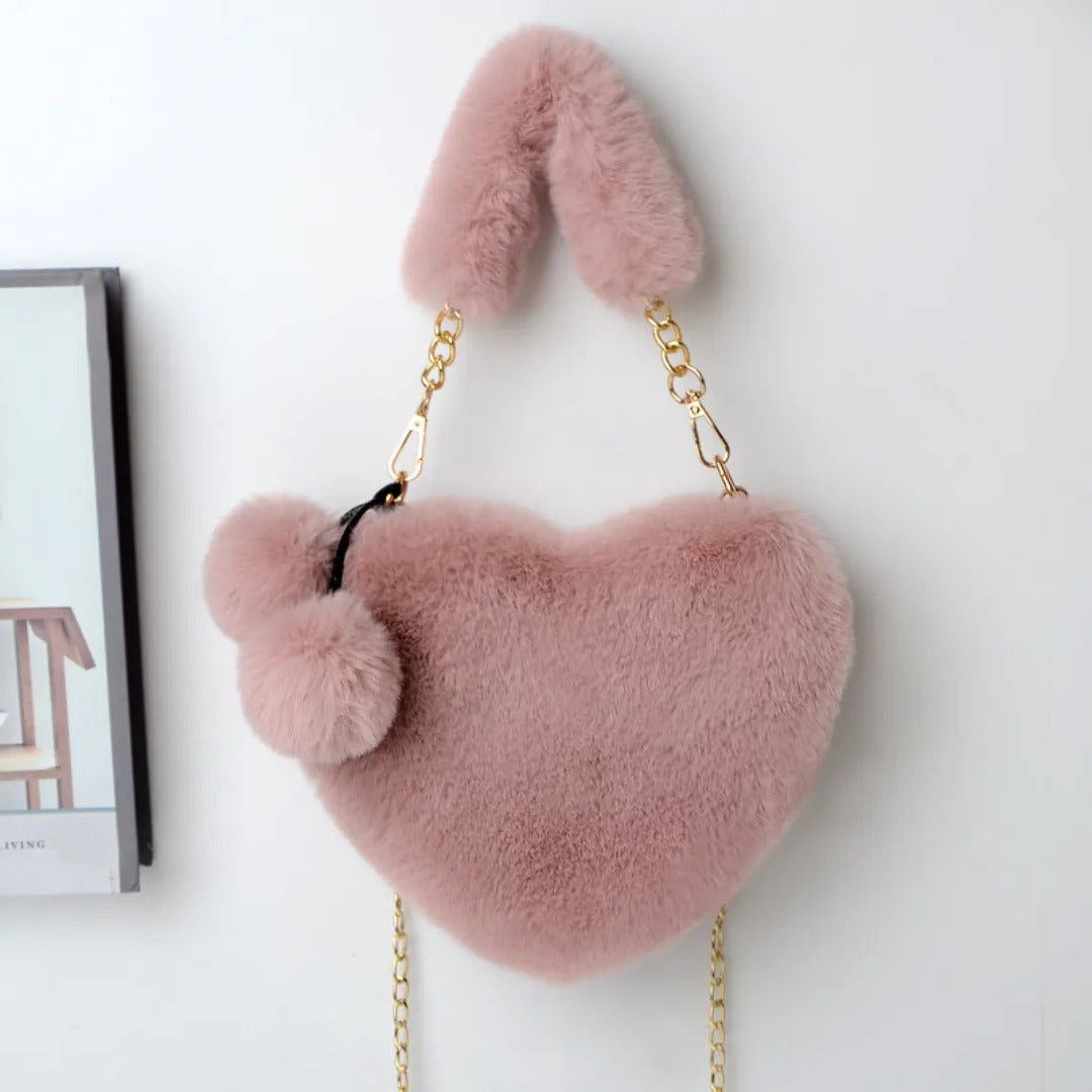 Love Heart Plush Handbag