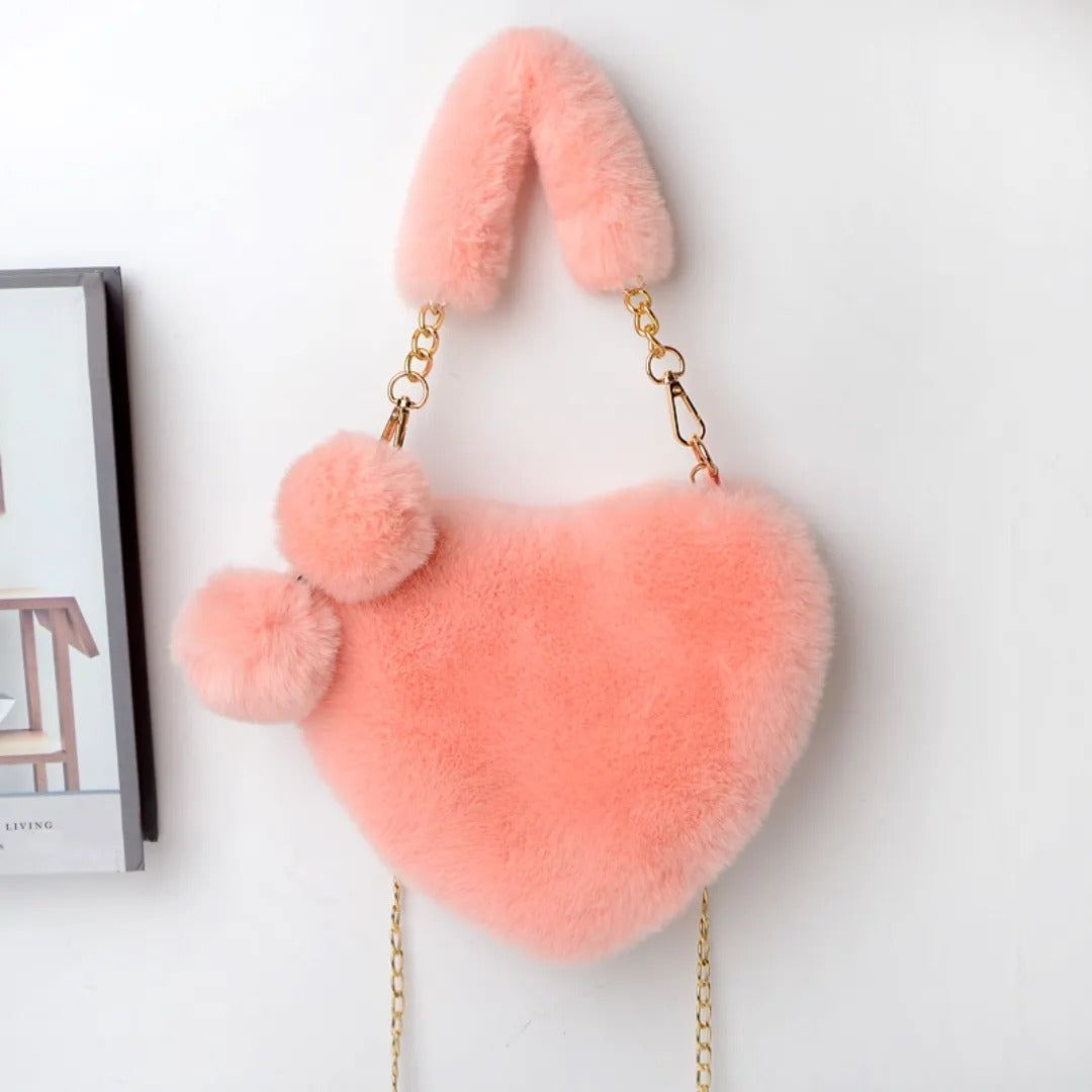 Love Heart Plush Handbag