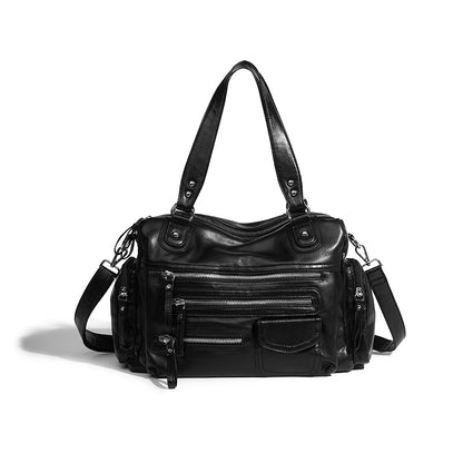 Fashion Black Vintage Zipper Motorcycle Bag