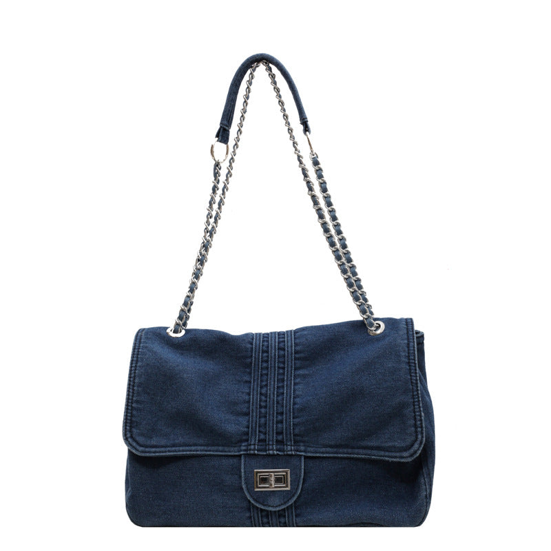 Denim Fashion Large Capacity Chain Commuter Tote Wandering Shoulder Bag