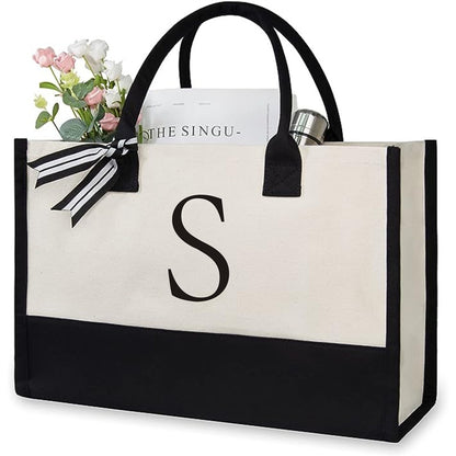 Women's Letter Canvas Tote Bag