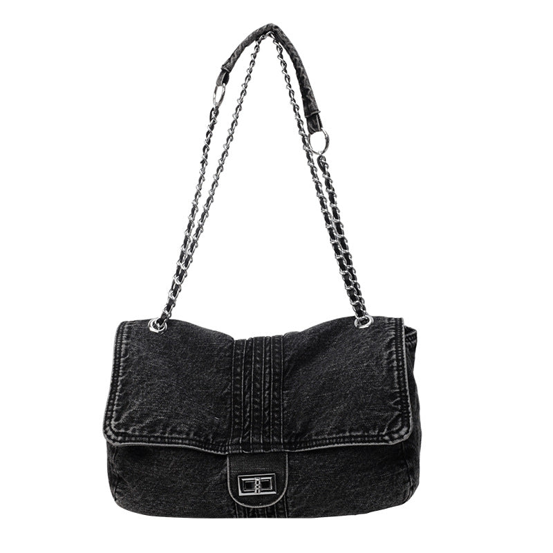 Denim Fashion Large Capacity Chain Commuter Tote Wandering Shoulder Bag