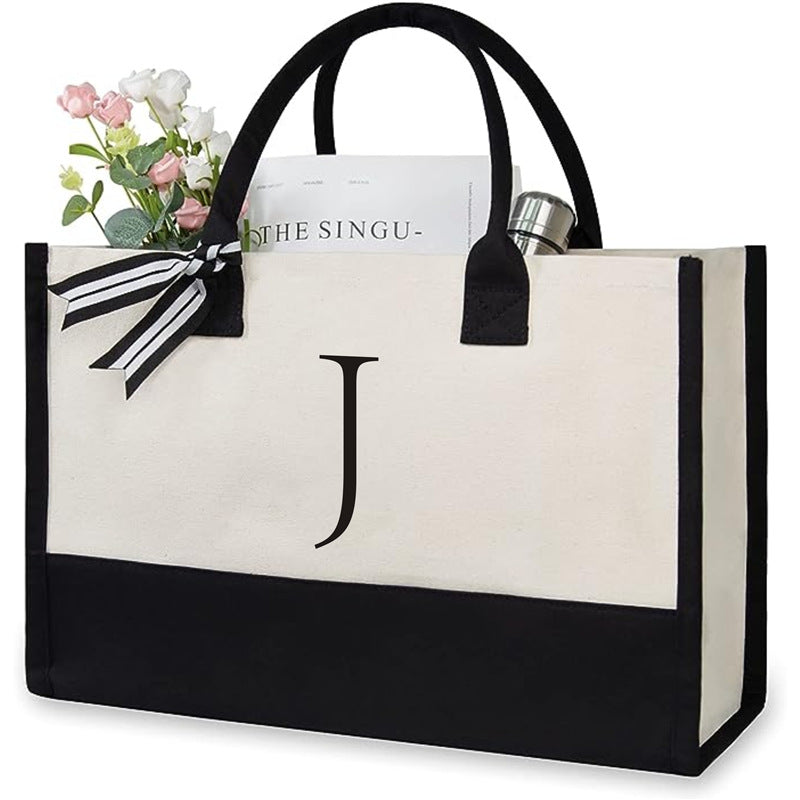 Women's Letter Canvas Tote Bag