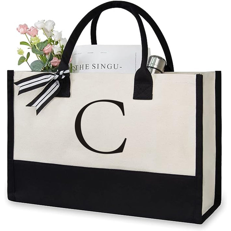 Women's Letter Canvas Tote Bag