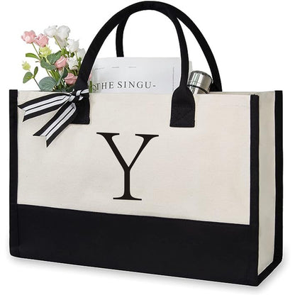 Women's Letter Canvas Tote Bag