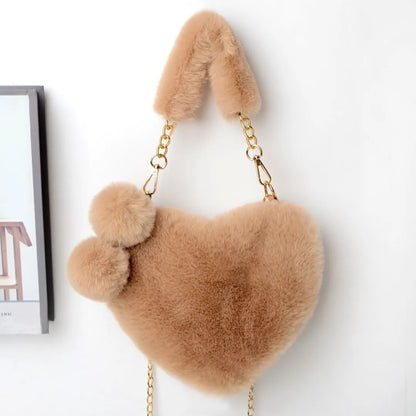 Love Heart Plush Handbag