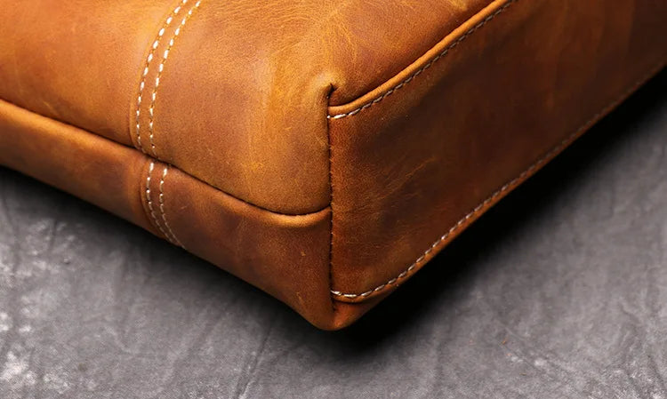 Men's Genuine Cowhide Leather Messenger Bag