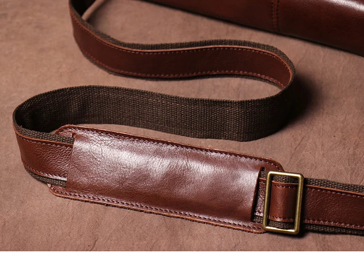 Men's Genuine Cowhide Leather Messenger Bag