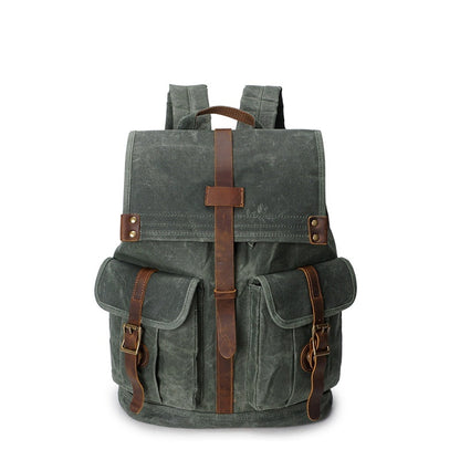 Men's Oil Wax Canvas Vintage Travel Backpack