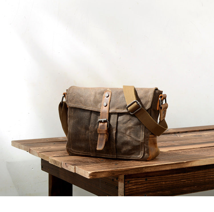 Men's Distressed Canvas Messenger Bag