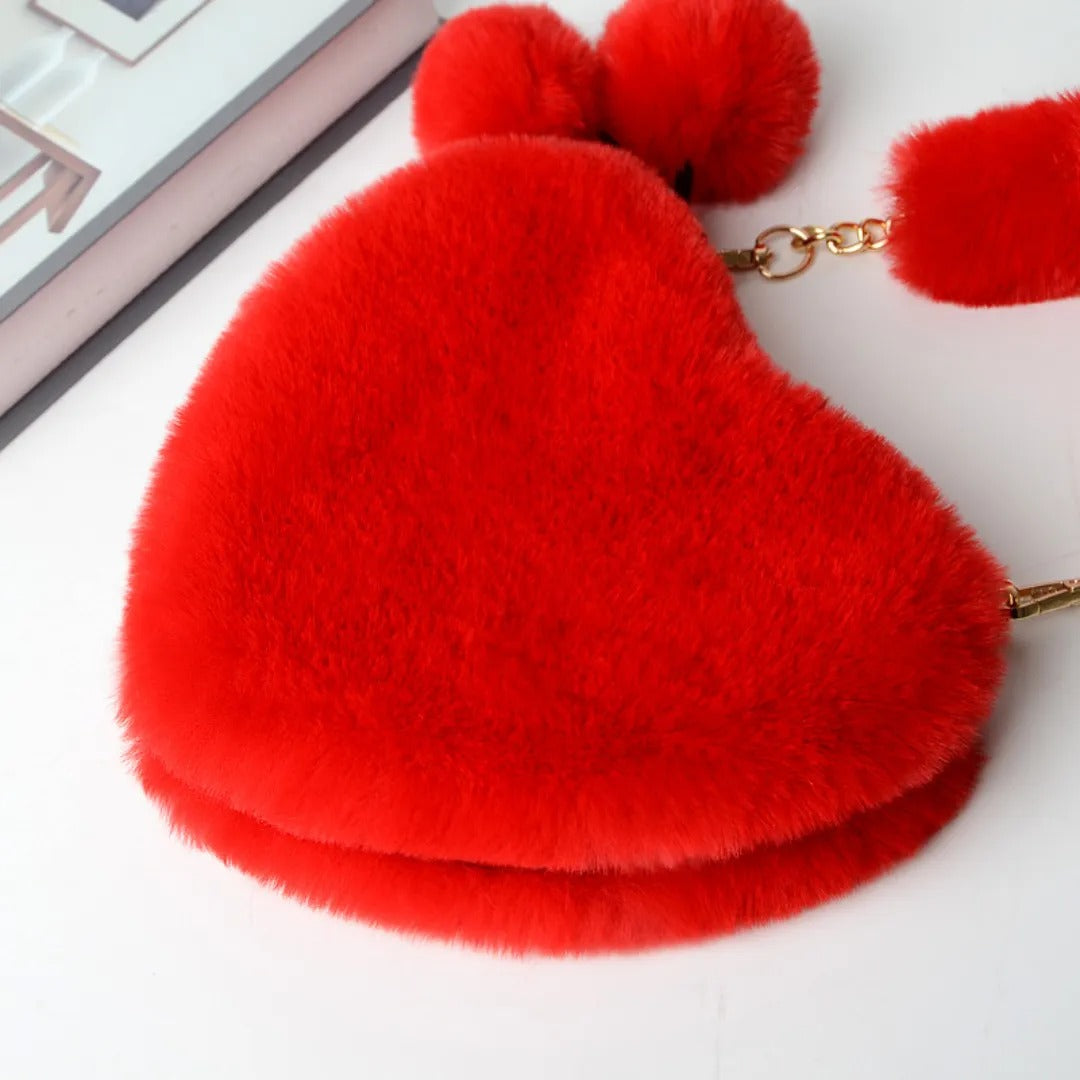 Love Heart Plush Handbag