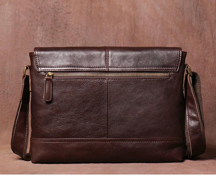 Men's Genuine Cowhide Leather Messenger Bag