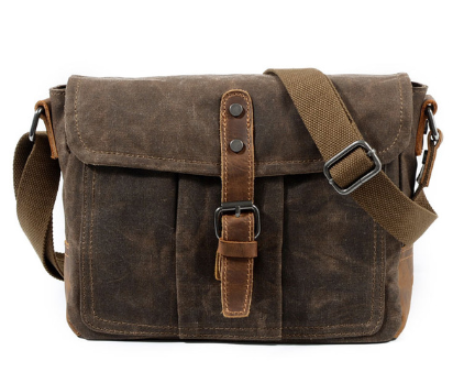 Men's Distressed Canvas Messenger Bag