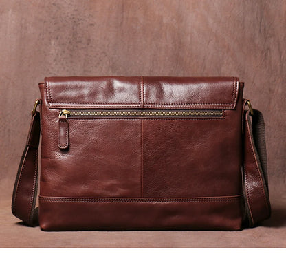 Men's Genuine Cowhide Leather Messenger Bag