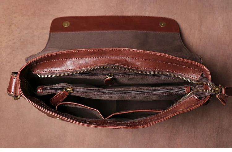 Men's Genuine Cowhide Leather Messenger Bag