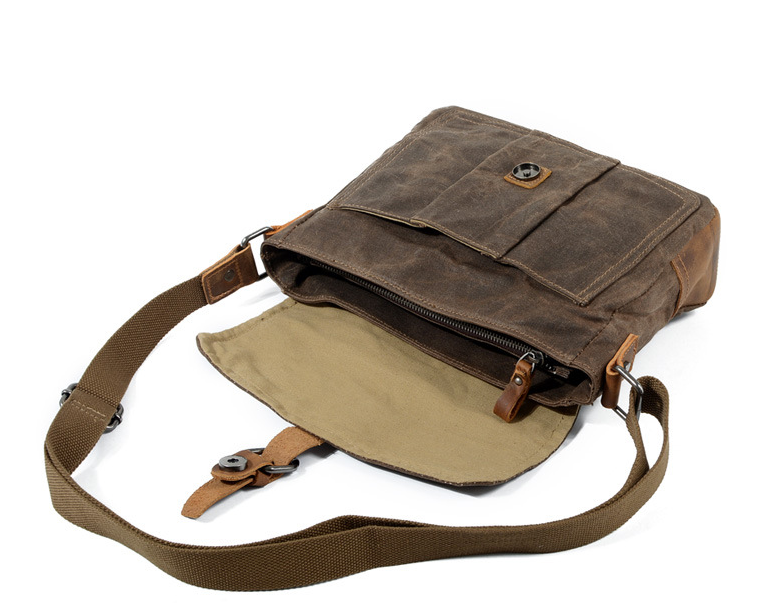 Men's Distressed Canvas Messenger Bag